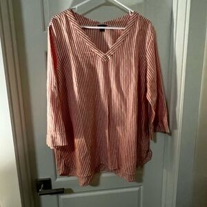 Striped Pink V-Neck Women's Top